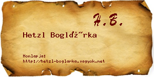 Hetzl Boglárka névjegykártya